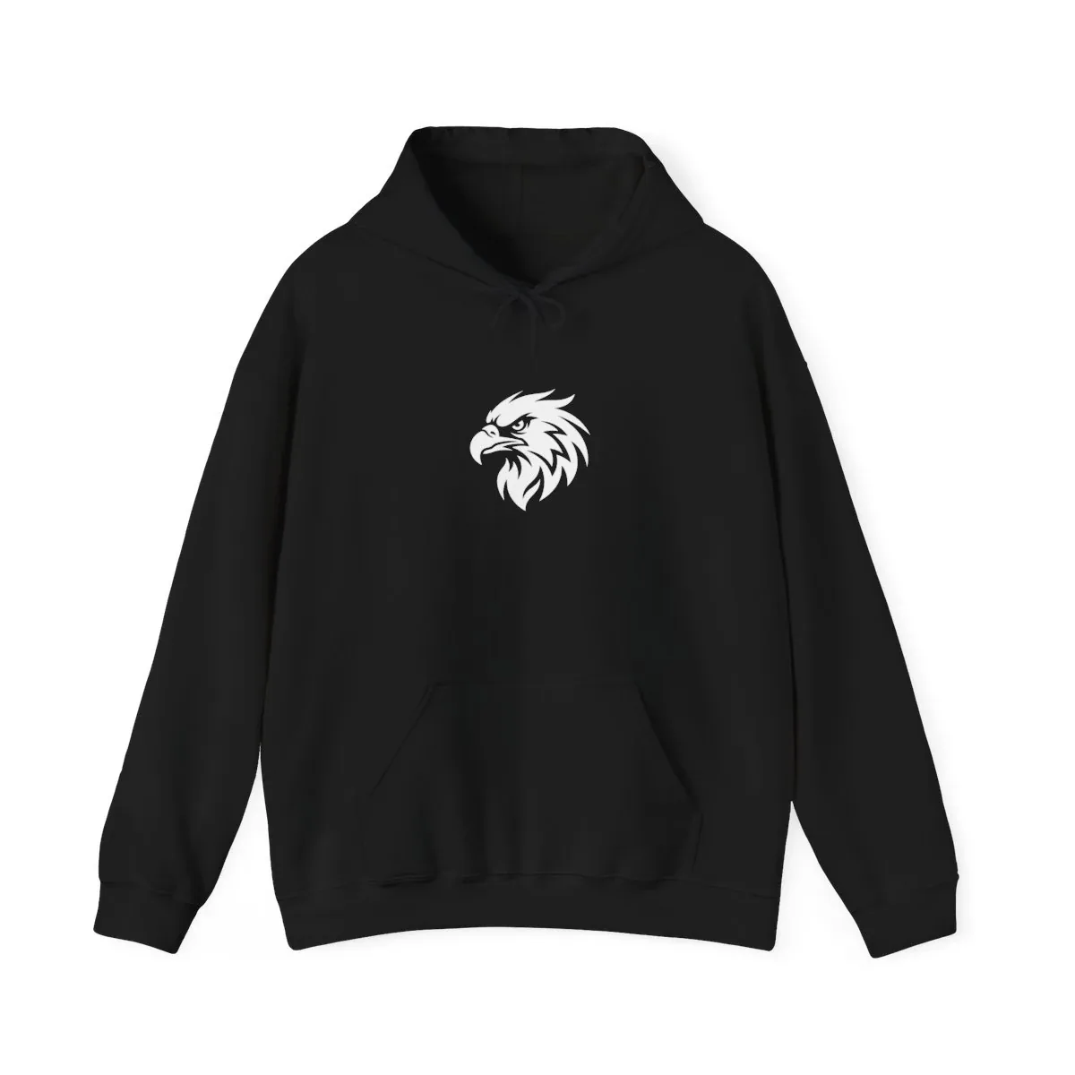 Philly Dead Brands Hoodie — black pullover hoodie with a white eagle head emblem