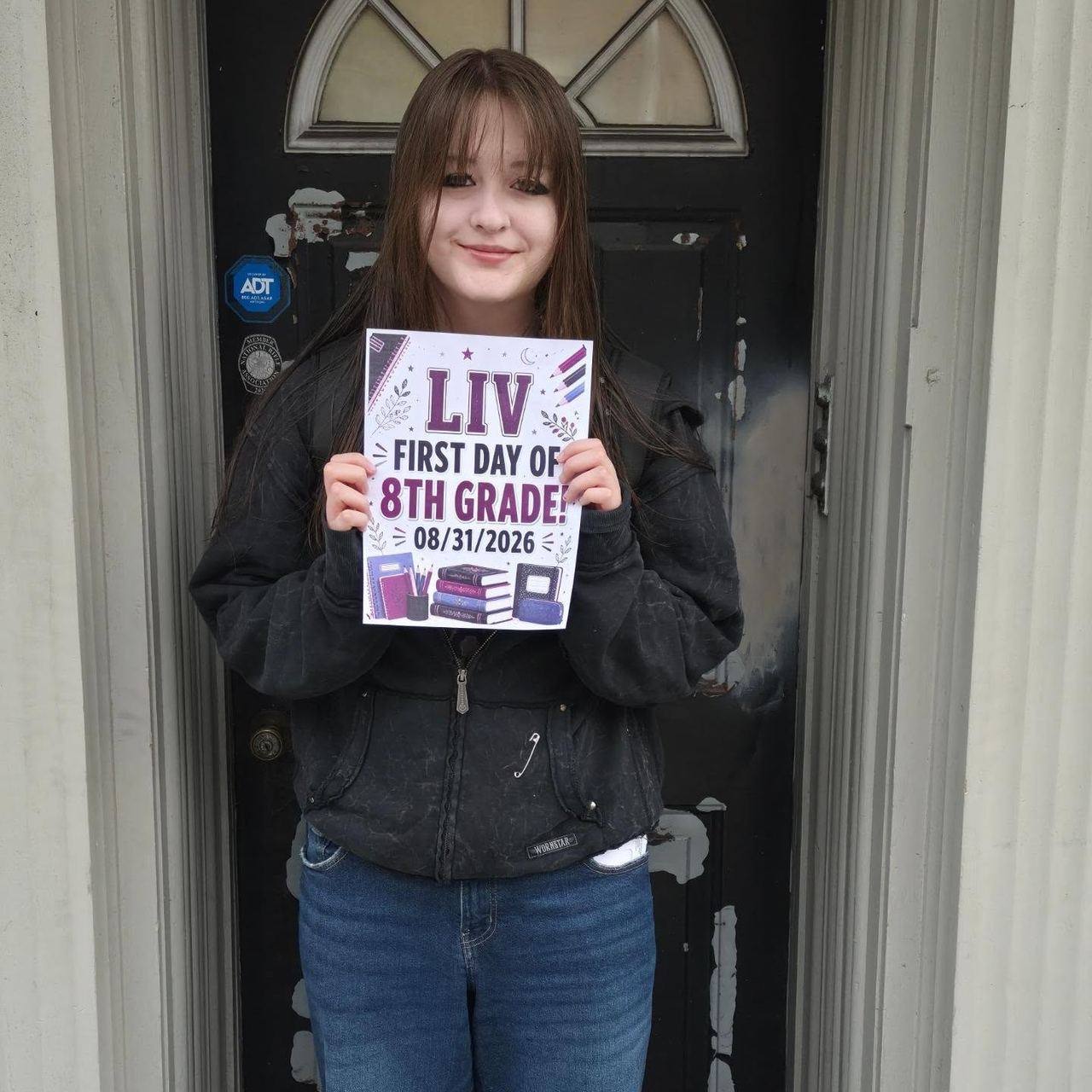 Liv on her first day of 8th grade